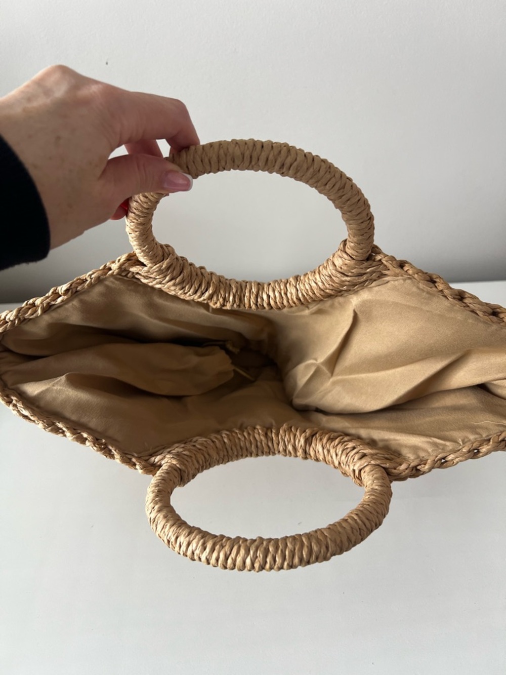 Natural Woven Straw Tote with Round Handles - Picture 7 of 7
